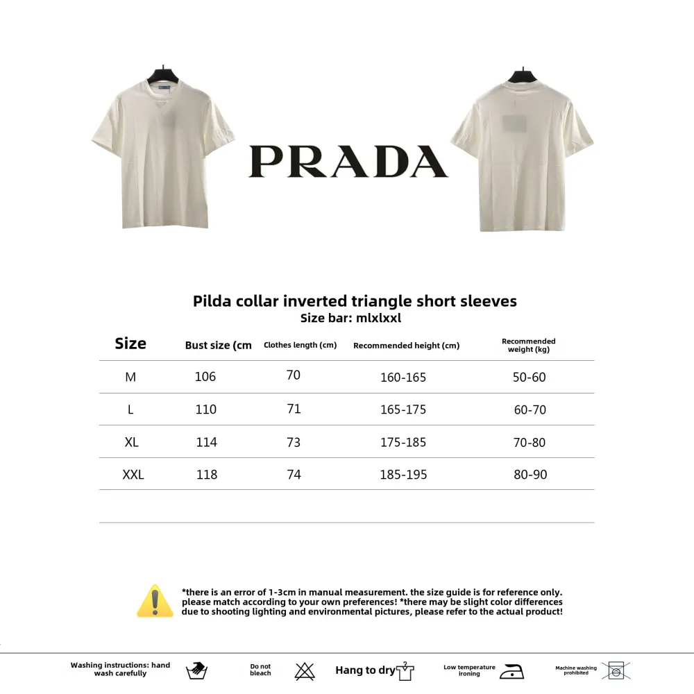  Prada collar inverted triangle short sleeve white T-Shirts