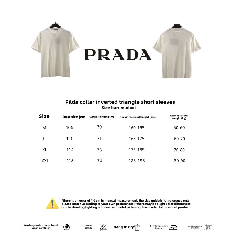  Prada collar inverted triangle short sleeve white T-Shirts