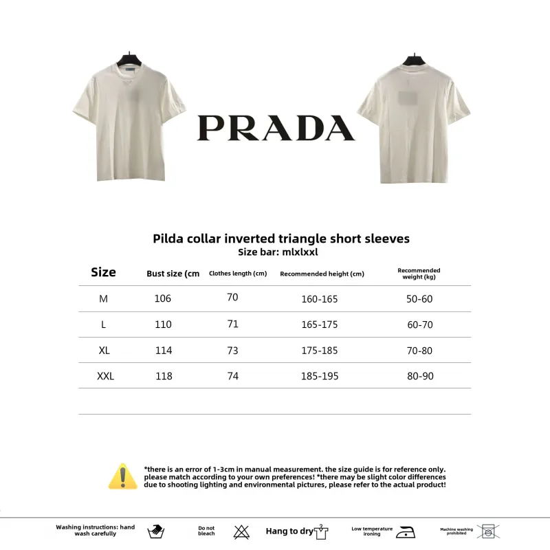  Prada collar inverted triangle short sleeve white T-Shirts