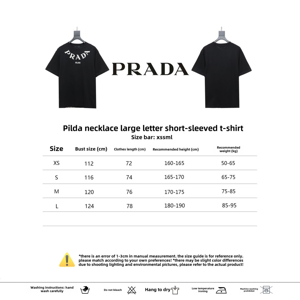 Prada collar necklace large letter short-sleeved T-shirt 1901 T-Shirts