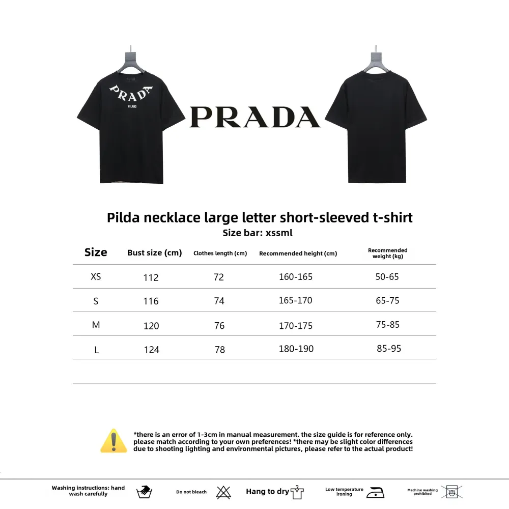  Prada collar necklace large letter short-sleeved T-shirt 1901 T-Shirts