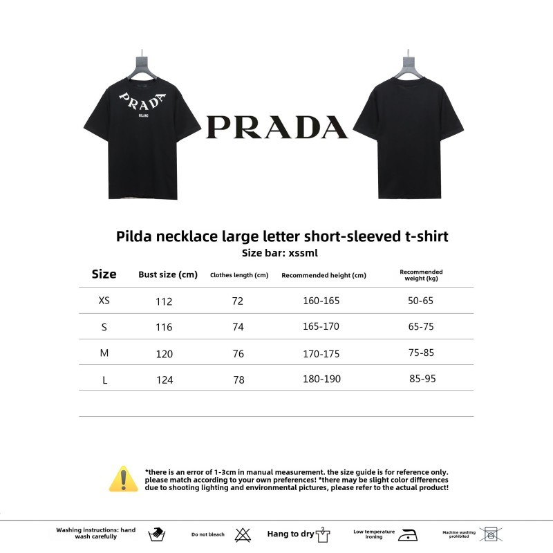 Prada collar necklace large letter short-sleeved T-shirt 1901 T-Shirts