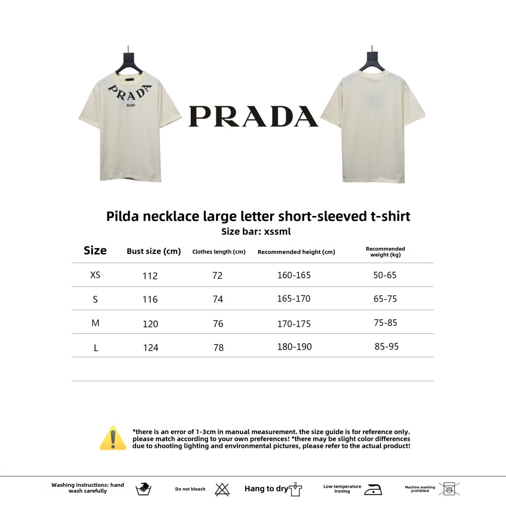 Prada collar necklace large letter short-sleeved T-shirt 1902 T-Shirts
