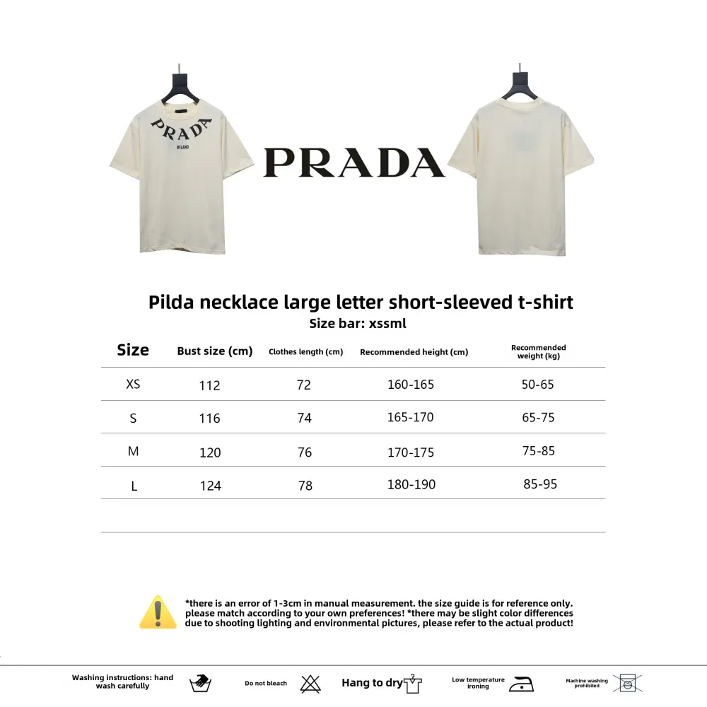  Prada collar necklace large letter short-sleeved T-shirt 1902 T-Shirts