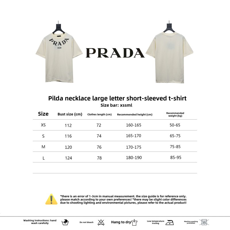 Prada collar necklace large letter short-sleeved T-shirt 1902 T-Shirts