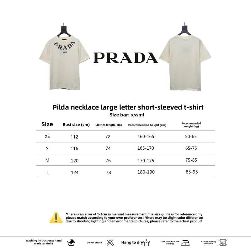  Prada collar necklace large letter short-sleeved T-shirt 1902 T-Shirts