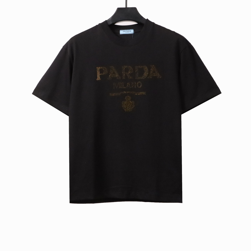 Prada hot diamond letter short sleeves black T-Shirts