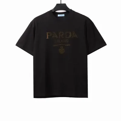  Prada hot diamond letter short sleeves black T-Shirts 01
