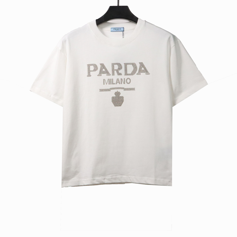 Prada hot diamond letter short sleeves white T-Shirts