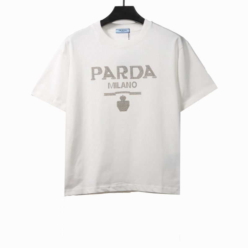 Prada hot diamond letter short sleeves white T-Shirts