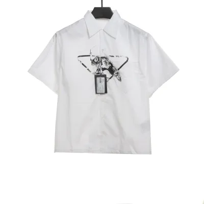  Prada piranha print shirt white T-Shirts 01