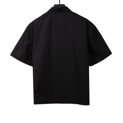 Prada slogan woven short-sleeved shirt Black T-Shirts 02