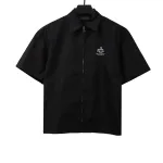  Prada slogan woven short-sleeved shirt Black T-Shirts