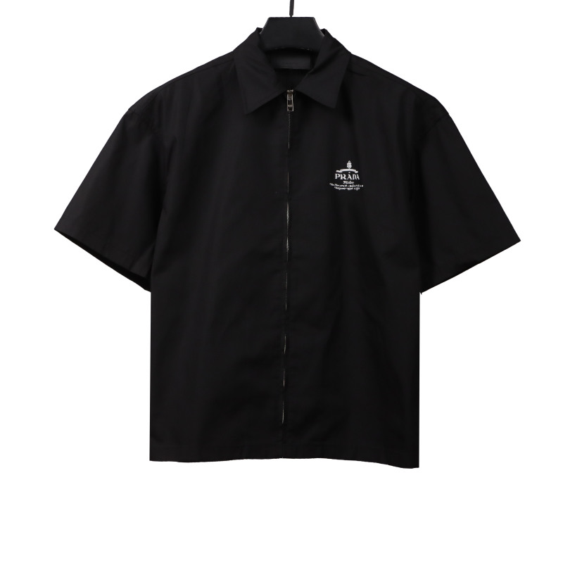 Prada slogan woven short-sleeved shirt Black T-Shirts