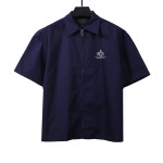 Prada slogan woven short-sleeved shirt blue T-Shirts
