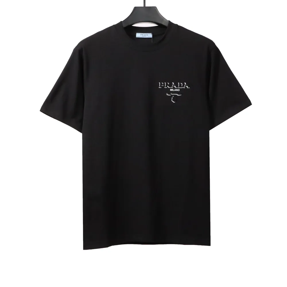  Prada three-dimensional laminated letter short sleeve black T-Shirts