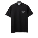 Prada three-dimensional laminated letter short sleeve black T-Shirts
