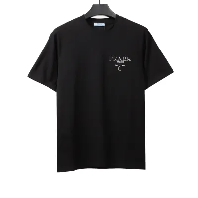  Prada three-dimensional laminated letter short sleeve black T-Shirts 01