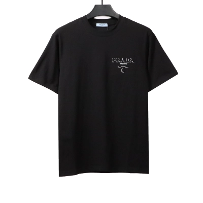 Prada three-dimensional laminated letter short sleeve black T-Shirts 01
