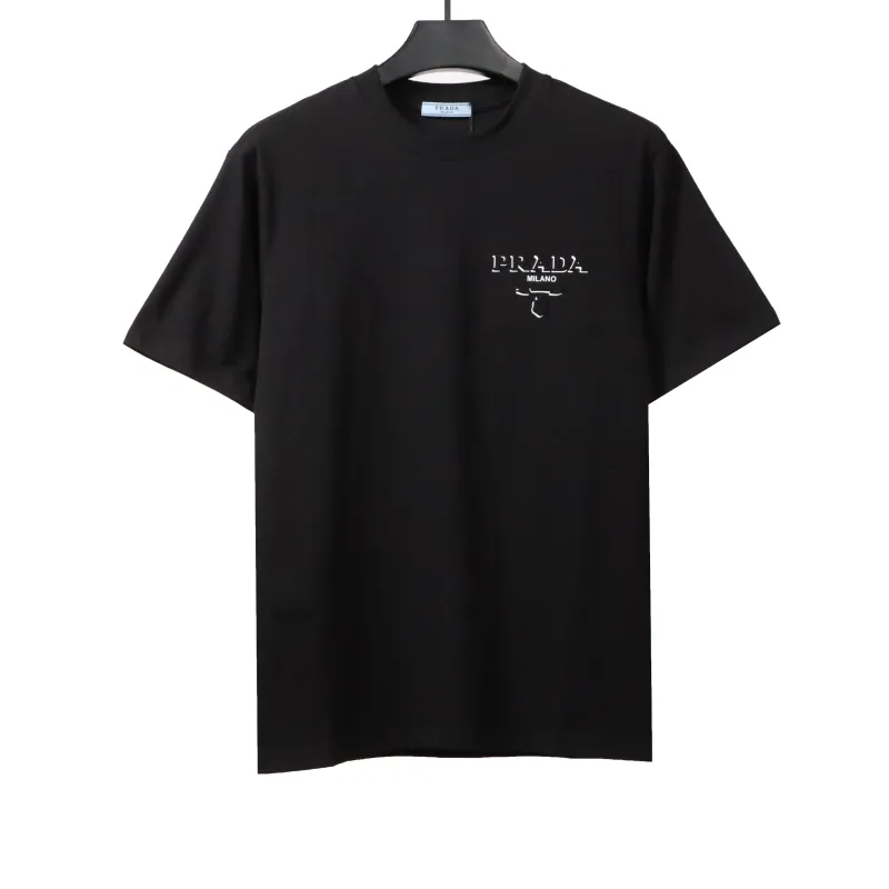 Prada three-dimensional laminated letter short sleeve black T-Shirts