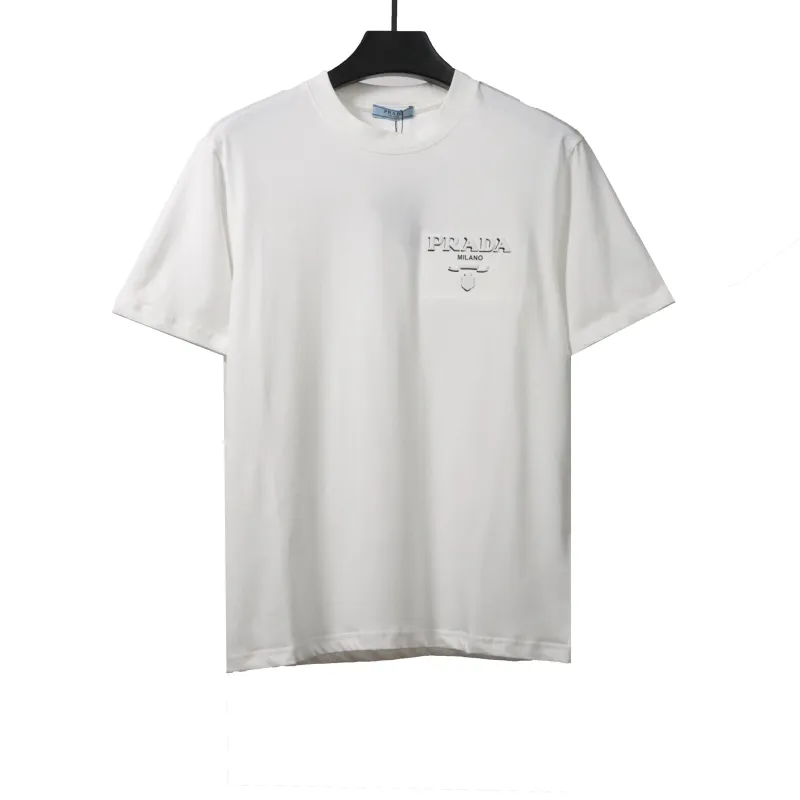  Prada three-dimensional laminated letter short sleeve white T-Shirts