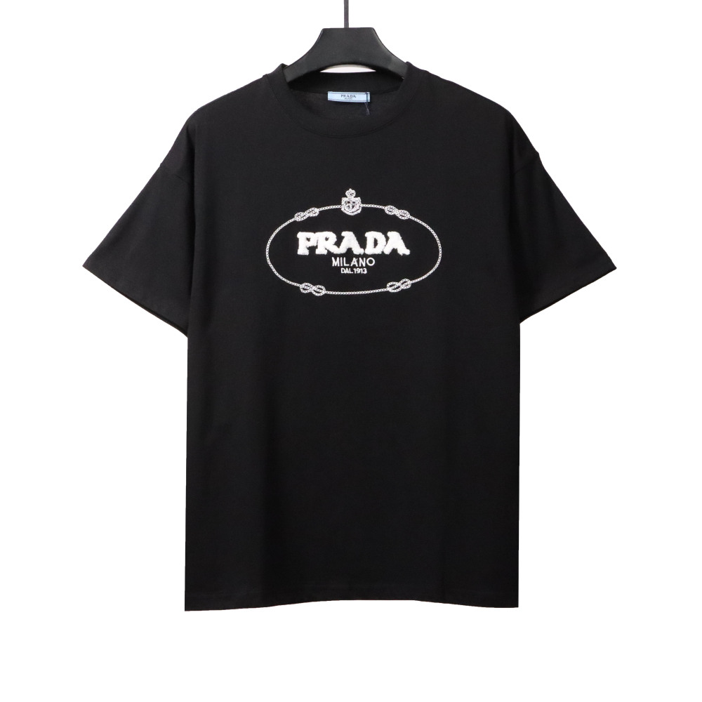 Prada towel letter logo short sleeve black T-Shirts