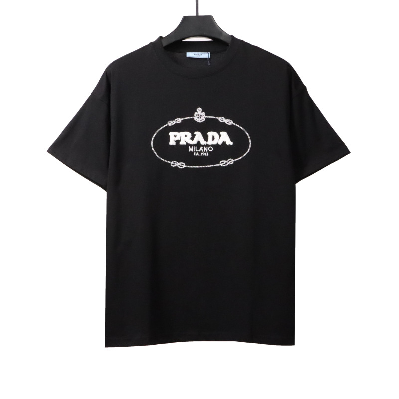 Prada towel letter logo short sleeve black T-Shirts