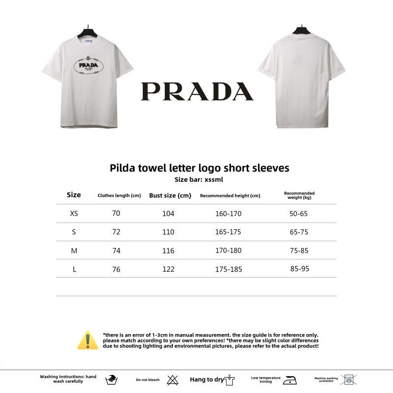 Prada towel letter logo short sleeve white T-Shirts