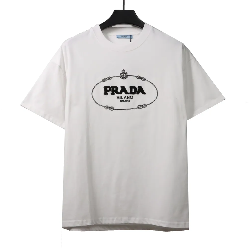  Prada towel letter logo short sleeve white T-Shirts