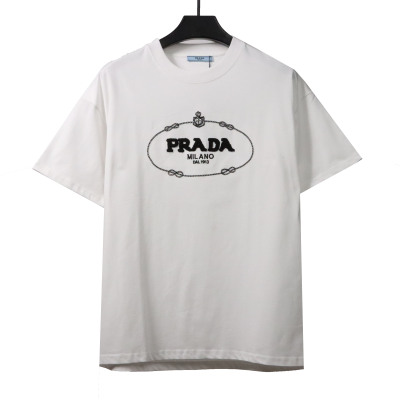 Prada towel letter logo short sleeve white T-Shirts 01