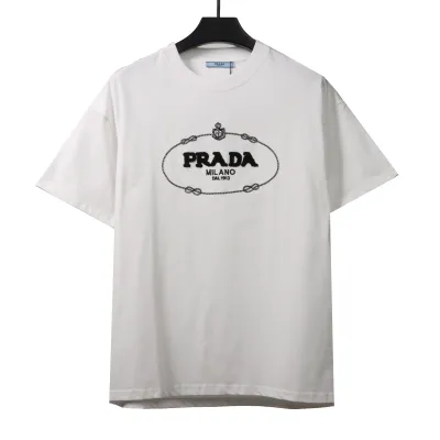  Prada towel letter logo short sleeve white T-Shirts 01