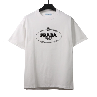  Prada towel letter logo short sleeve white T-Shirts 01