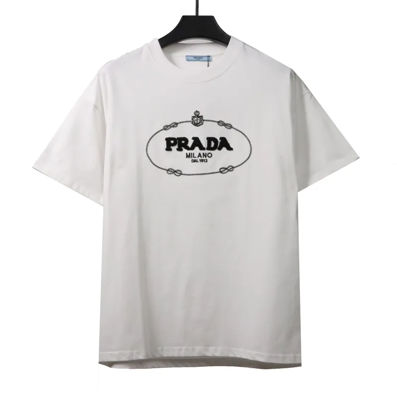  Prada towel letter logo short sleeve white T-Shirts