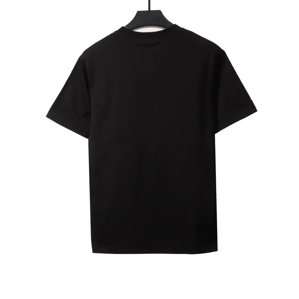  Prada triangle leather logo short sleeve black T-Shirts
