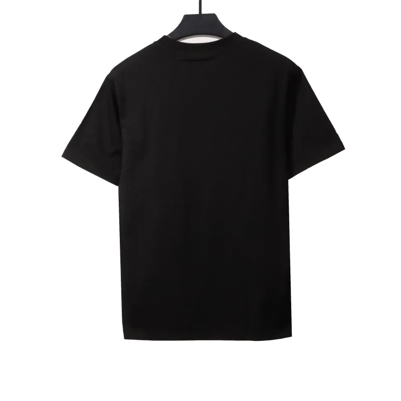  Prada triangle leather logo short sleeve black T-Shirts