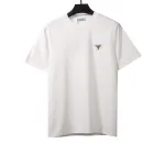  Prada triangle leather logo short sleeve white T-Shirts