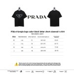 Prada triangle logo color block letter short-sleeved T-shirt black T-Shirts