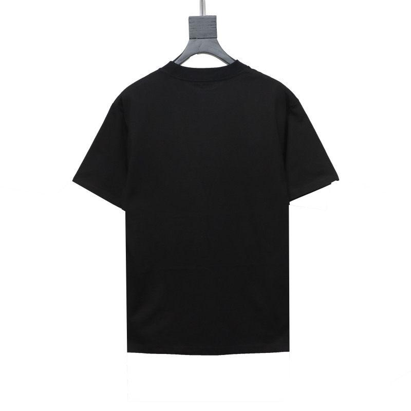 Prada triangle logo color block letter short-sleeved T-shirt black T-Shirts