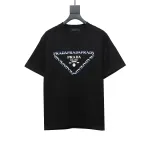  Prada triangle logo color block letter short-sleeved T-shirt black T-Shirts
