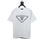 Prada triangle logo color block letter short-sleeved T-shirt white T-Shirts