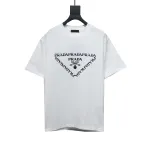  Prada triangle logo color block letter short-sleeved T-shirt white T-Shirts