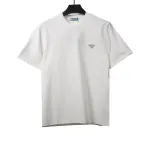  Prada triangle overlapping leather label short sleeve T-Shirts
