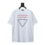  Prada wave line triangle embroidered short-sleeved T-shirt T-Shirts