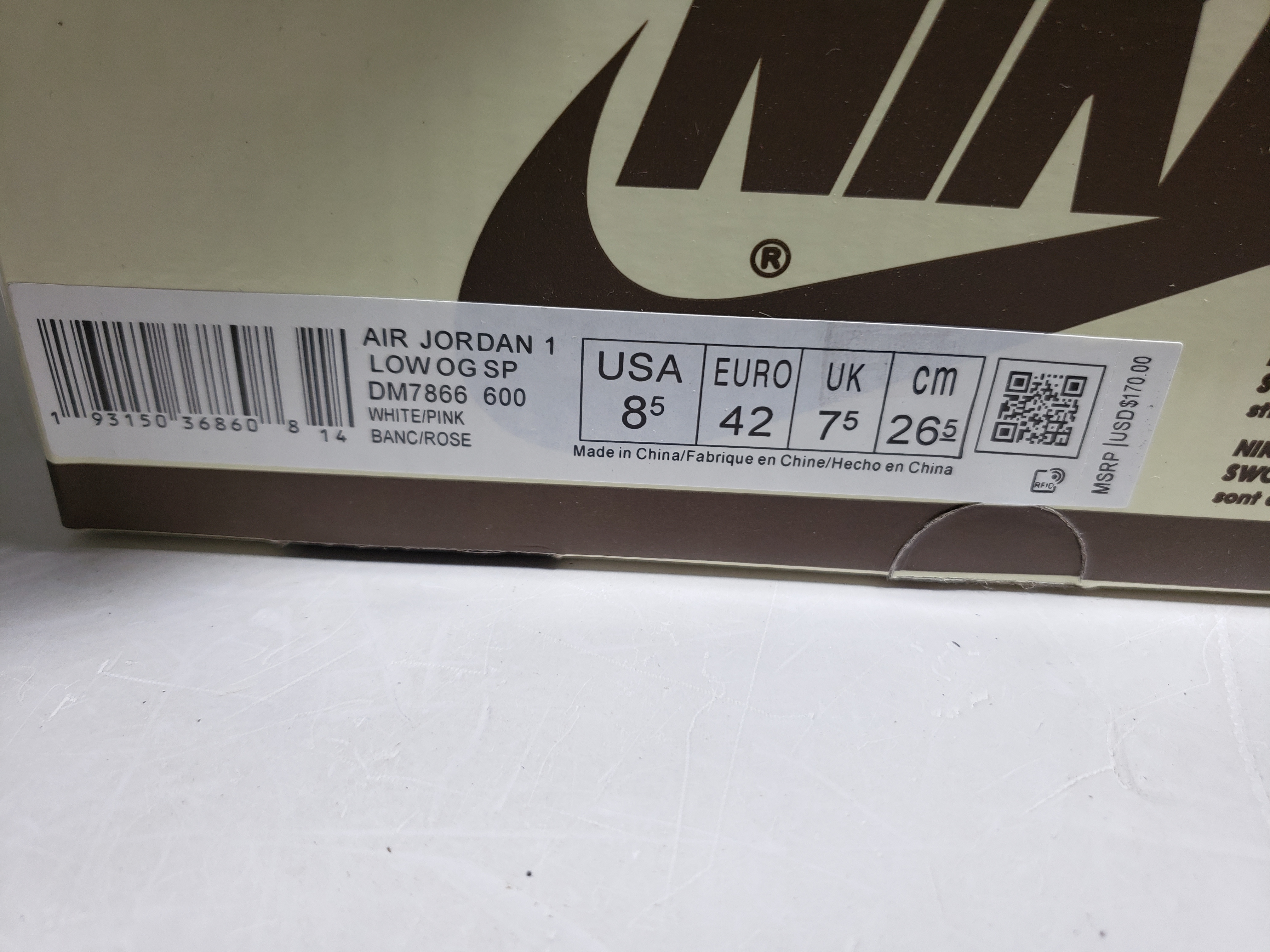 Uabat Travis Scott x Air Jordan 1 Low GET White Pink DM7866-600