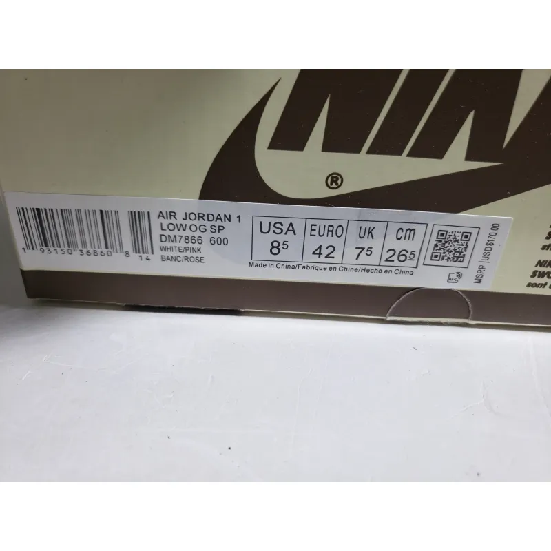 Uabat Travis Scott x Air Jordan 1 Low GET White Pink DM7866-600