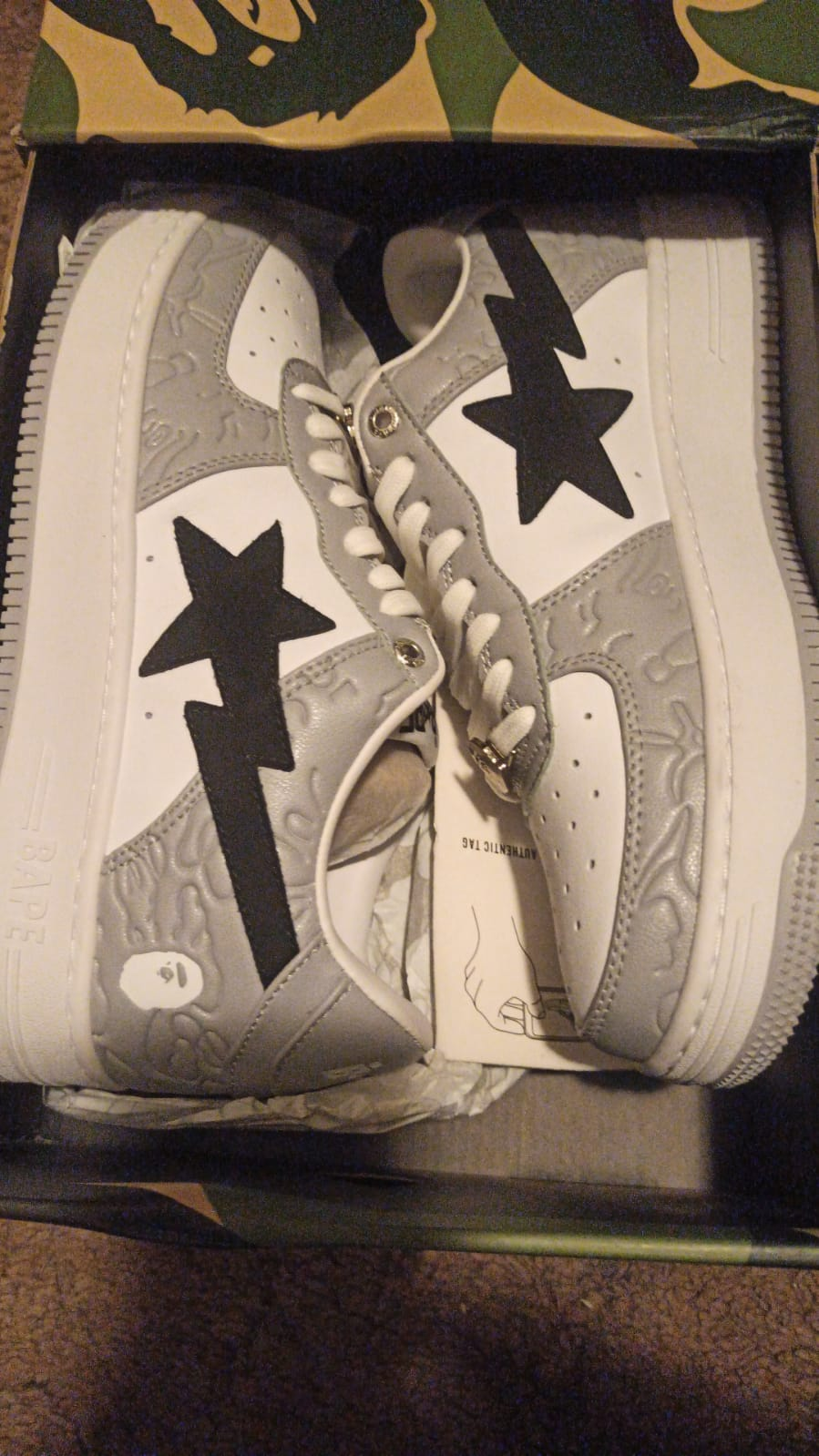 OG A Bathing Ape Bape Sta Low White Grey, 1H70-191-002 review uabat reviews 01