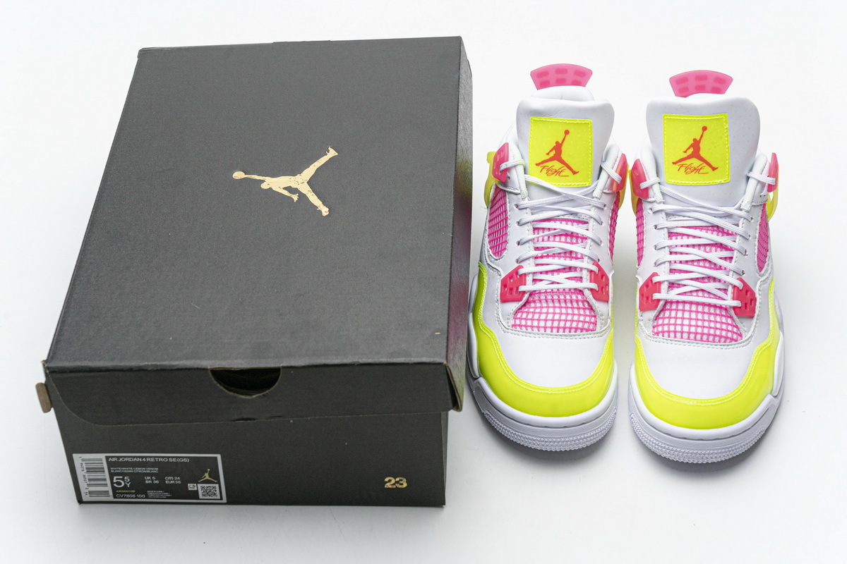  Perfectkicks Jordan 4 Retro White Lemon Pink  ,CV7808-100