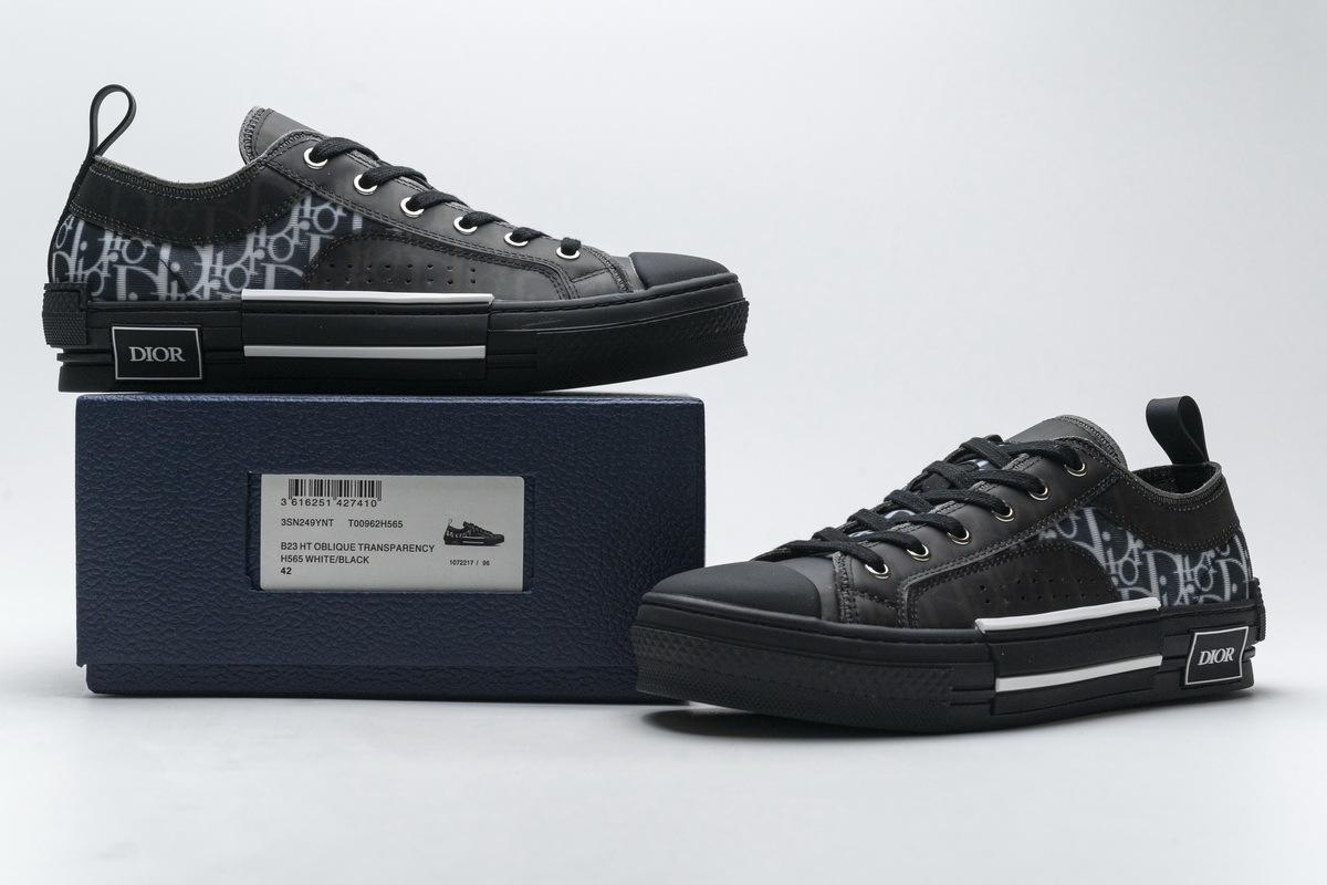  Perfectkicks Dior B23 HT Oblique Transparency Low H565 White Black
