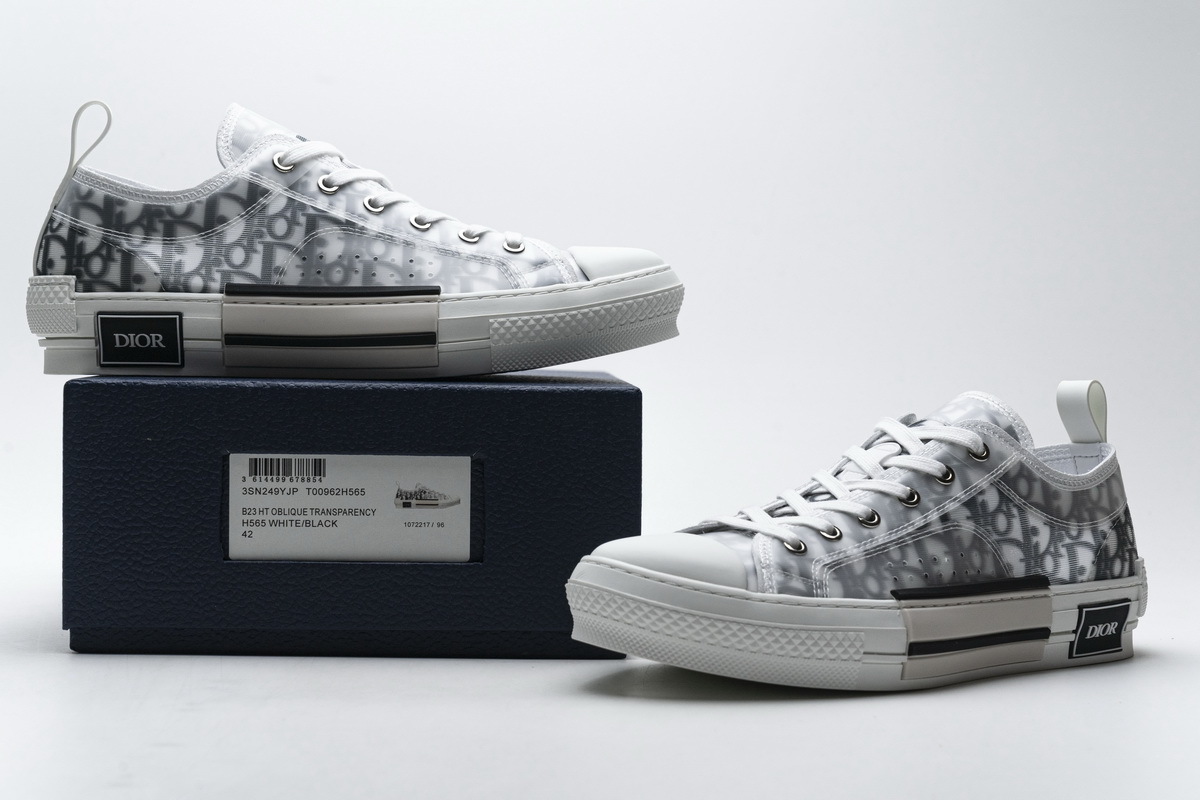  Perfectkicks Dior B23 HT Oblique Transparency Low H565 White Black