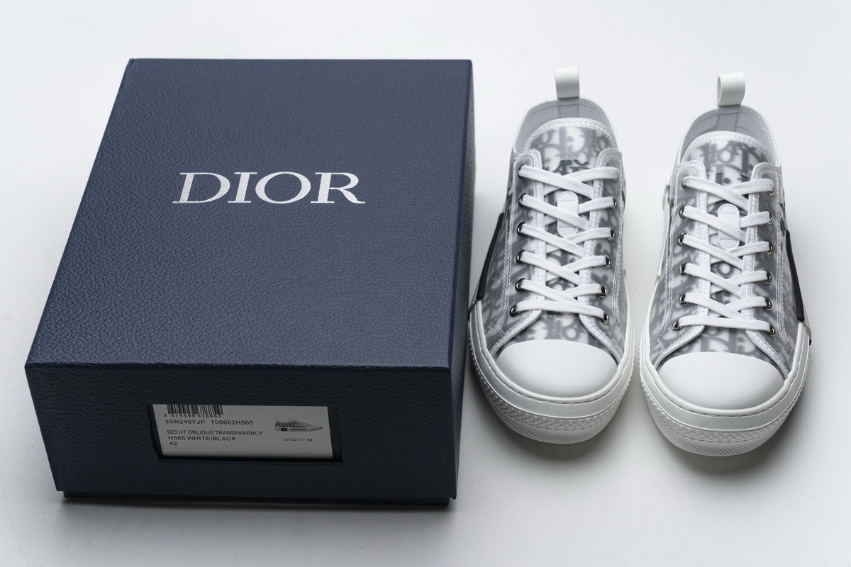  Perfectkicks Dior B23 HT Oblique Transparency Low H565 White Black